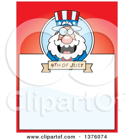 Clipart of a Chubby Fourth of July Uncle Sam Page Border - Royalty Free Vector Illustration by Cory Thoman