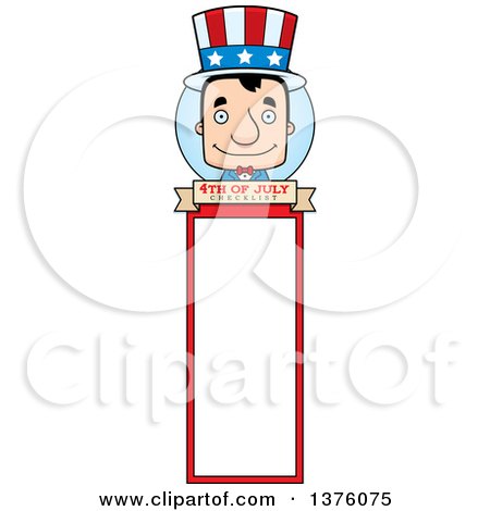 Clipart of a Block Headed White Man, Uncle Sam Bookmark - Royalty Free Vector Illustration by Cory Thoman