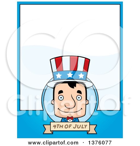 Clipart of a Block Headed White Man, Uncle Sam Page Border - Royalty Free Vector Illustration by Cory Thoman