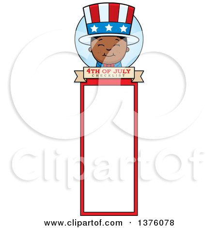 Clipart of a Patriotic Fourth of July Black Boy Bookmark - Royalty Free Vector Illustration by Cory Thoman