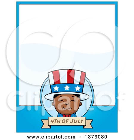 Clipart of a Patriotic Fourth of July Black Boy Page Border - Royalty Free Vector Illustration by Cory Thoman