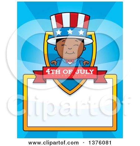 Clipart of a Patriotic Fourth of July Black Boy Page Border - Royalty Free Vector Illustration by Cory Thoman