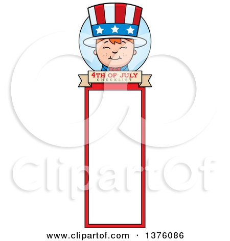 Clipart of a Patriotic Fourth of July White Boy Bookmark - Royalty Free Vector Illustration by Cory Thoman