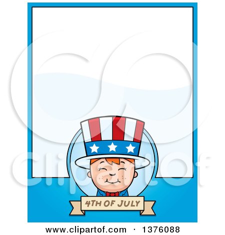 Clipart of a Patriotic Fourth of July White Boy Page Border - Royalty Free Vector Illustration by Cory Thoman