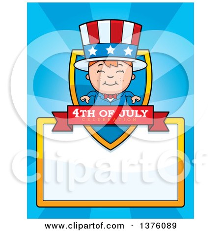 Clipart of a Patriotic Fourth of July White Boy Page Border - Royalty Free Vector Illustration by Cory Thoman