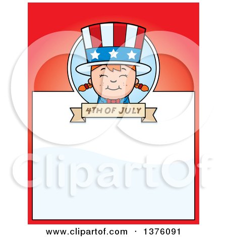 Clipart of a Patriotic Fourth of July White Girl Page Border - Royalty Free Vector Illustration by Cory Thoman