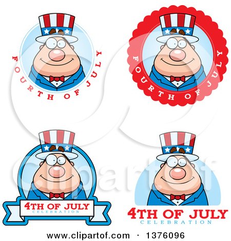 Clipart of Badges of a Chubby Young Fourth of July Uncle Sam - Royalty Free Vector Illustration by Cory Thoman