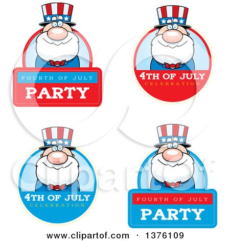 Clipart of Badges of a Fourth of July Uncle Sam - Royalty Free Vector Illustration by Cory Thoman