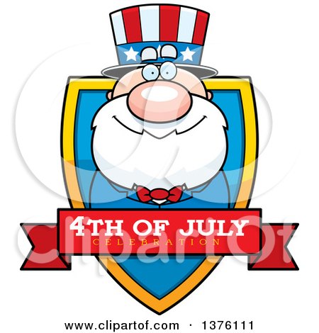 Clipart of a Fourth of July Uncle Sam Shield - Royalty Free Vector Illustration by Cory Thoman