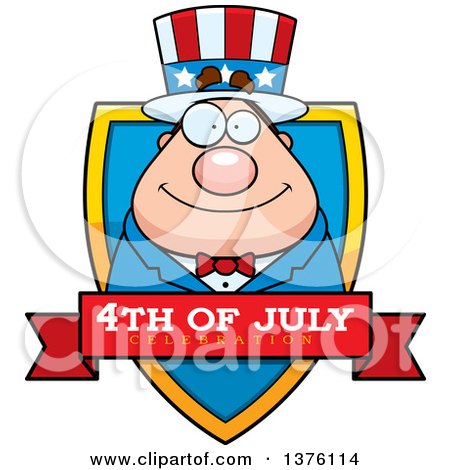 Clipart of a Chubby Young Fourth of July Uncle Sam Shield - Royalty Free Vector Illustration by Cory Thoman