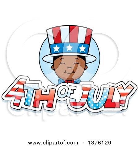 Clipart of a Patriotic Fourth of July Black Boy - Royalty Free Vector Illustration by Cory Thoman