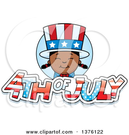 Clipart of a Patriotic Fourth of July Black Girl - Royalty Free Vector Illustration by Cory Thoman