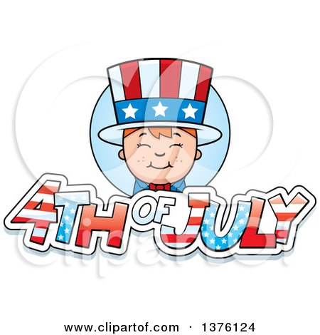 Clipart of a Patriotic Fourth of July White Boy - Royalty Free Vector Illustration by Cory Thoman