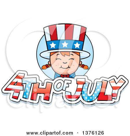 Clipart of a Patriotic Fourth of July White Girl - Royalty Free Vector Illustration by Cory Thoman