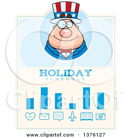 Clipart of a Chubby Young Fourth of July Uncle Sam Schedule Design - Royalty Free Vector Illustration by Cory Thoman
