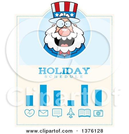 Clipart of a Chubby Fourth of July Uncle Sam Schedule Design - Royalty Free Vector Illustration by Cory Thoman