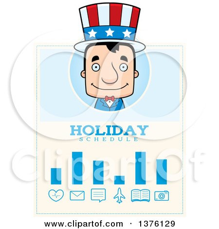 Clipart of a Block Headed White Man, Uncle Sam Schedule Design - Royalty Free Vector Illustration by Cory Thoman