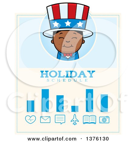 Clipart of a Patriotic Fourth of July Black Boy Schedule Design - Royalty Free Vector Illustration by Cory Thoman