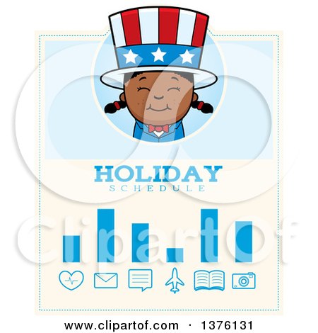 Clipart of a Patriotic Fourth of July Black Girl Schedule Design - Royalty Free Vector Illustration by Cory Thoman