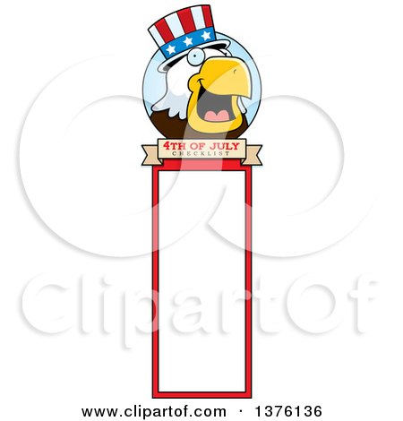 Clipart of a Bald Eagle 4th of July Uncle Sam Bookmark - Royalty Free Vector Illustration by Cory Thoman