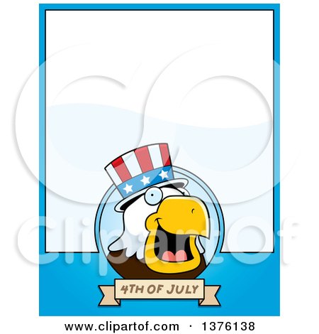 Clipart of a Bald Eagle 4th of July Uncle Sam Page Border - Royalty Free Vector Illustration by Cory Thoman