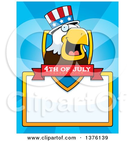 Clipart of a Bald Eagle 4th of July Uncle Sam Page Border - Royalty Free Vector Illustration by Cory Thoman