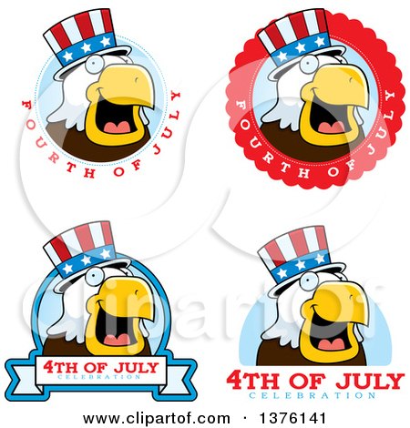 Clipart of Badges of a Bald Eagle 4th of July Uncle Sam - Royalty Free Vector Illustration by Cory Thoman
