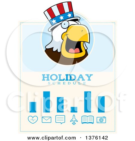 Clipart of a Bald Eagle 4th of July Uncle Sam Schedule Design - Royalty Free Vector Illustration by Cory Thoman