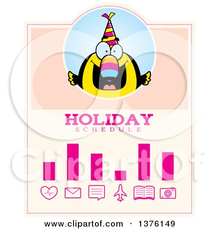 Clipart of a Happy Birthday Toucan Wearing a Party Hat Schedule Design - Royalty Free Vector Illustration by Cory Thoman