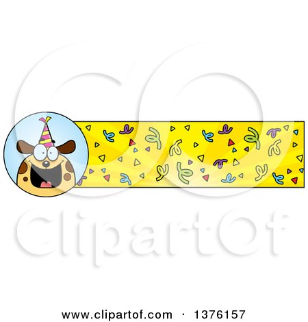 Clipart of a Happy Birthday Dog Wearing a Party Hat Banner - Royalty Free Vector Illustration by Cory Thoman