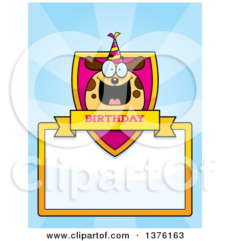 Clipart of a Happy Birthday Dog Wearing a Party Hat Page Border - Royalty Free Vector Illustration by Cory Thoman