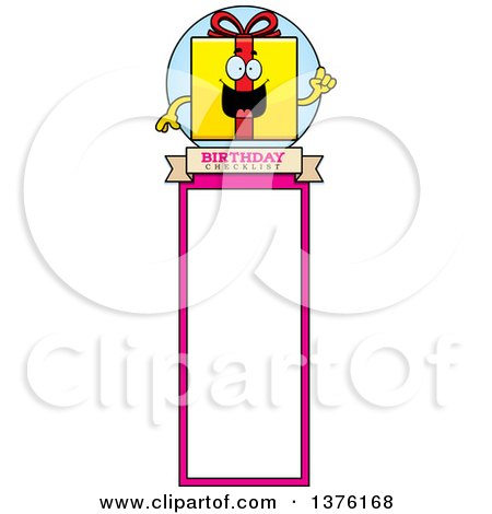 Clipart of a Birthday Gift Character Bookmark - Royalty Free Vector Illustration by Cory Thoman