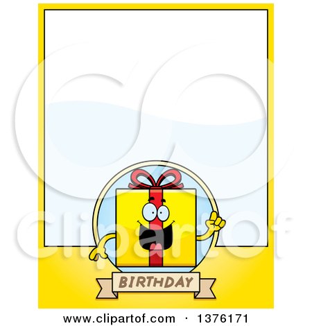 Clipart of a Birthday Gift Character Page Border - Royalty Free Vector Illustration by Cory Thoman