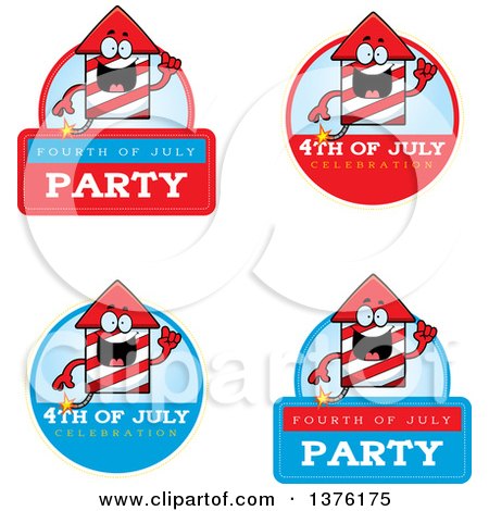 Clipart of Badges of a Rocket Firework Mascot - Royalty Free Vector Illustration by Cory Thoman