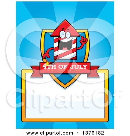 Clipart of a Rocket Firework Mascot Page Border - Royalty Free Vector Illustration by Cory Thoman