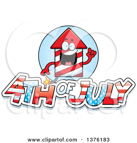 Clipart of a Rocket Firework Mascot with 4th of July Text - Royalty Free Vector Illustration by Cory Thoman