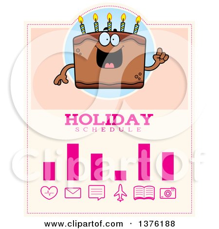 Clipart of a Chocolate Birthday Cake Character Schedule Design - Royalty Free Vector Illustration by Cory Thoman