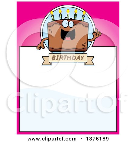 Clipart of a Chocolate Birthday Cake Character Page Border - Royalty Free Vector Illustration by Cory Thoman