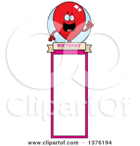 Clipart of a Red Party Balloon Character Bookmark - Royalty Free Vector Illustration by Cory Thoman