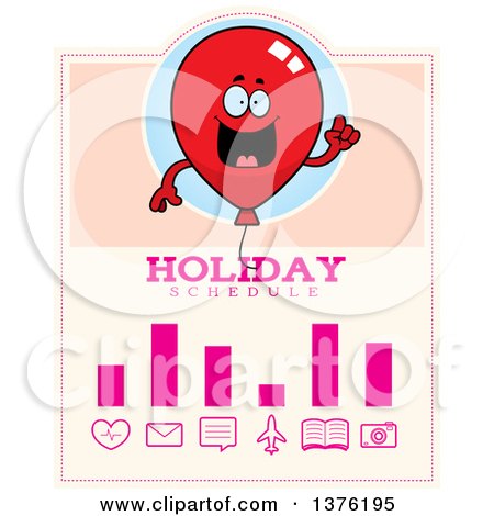 Clipart of a Red Party Balloon Character Schedule Design - Royalty Free Vector Illustration by Cory Thoman