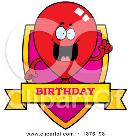 Clipart of a Red Party Balloon Character Shield - Royalty Free Vector Illustration by Cory Thoman