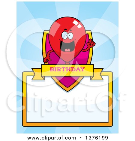 Clipart of a Red Party Balloon Character Page Border - Royalty Free Vector Illustration by Cory Thoman