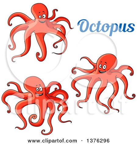 Clipart of Text and Red Octopuses - Royalty Free Vector Illustration by Vector Tradition SM