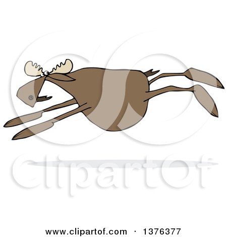 Clipart of a Cartoon Moose Leaping - Royalty Free Vector Illustration by djart