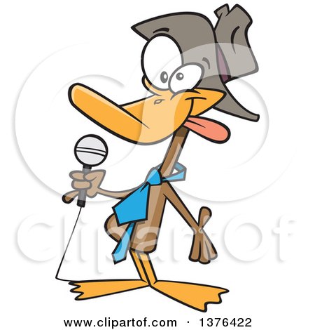 Clipart of a Cartoon Funny Duck Telling Jokes - Royalty Free Vector Illustration by toonaday