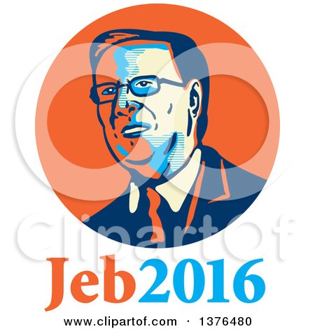Clipart of a Retro Portrait of Jeb Bush with Text - Royalty Free Vector Illustration by patrimonio