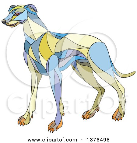 Clipart of a Colorful Mosaic Greyhound Dog - Royalty Free Vector Illustration by patrimonio