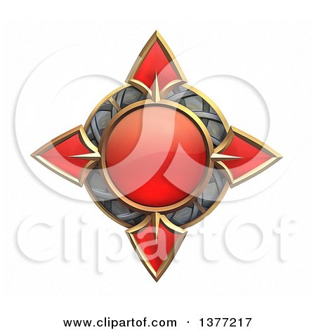 Clipart of a Ruby and Metal Emblem, on a White Background - Royalty Free Illustration by Tonis Pan