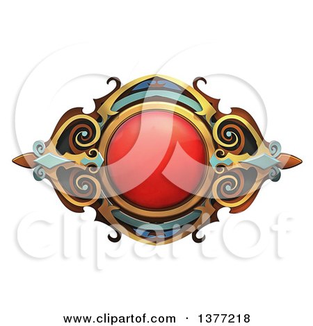 Clipart of a Ruby and Metal Emblem, on a White Background - Royalty Free Illustration by Tonis Pan