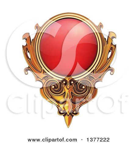 Clipart of a Ruby and Gold Emblem, on a White Background - Royalty Free Illustration by Tonis Pan
